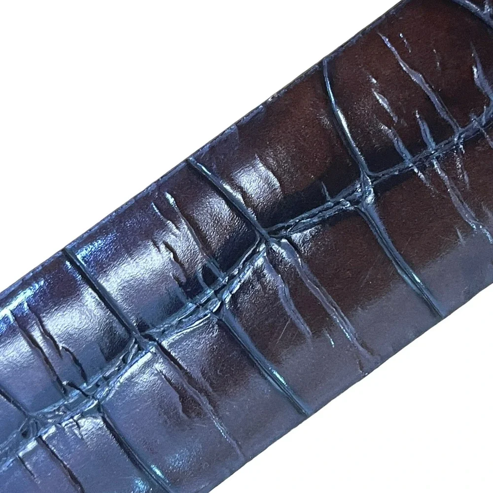 Fossil Belt Small Genuine Leather Embossed‎ Crocodile Alligator Brown